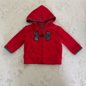 Under Armour Kids Red and Gray Hooded Jacket 3/6m